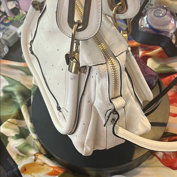 Chloe White Satchel with Gold Accents - Picture 6 of 17